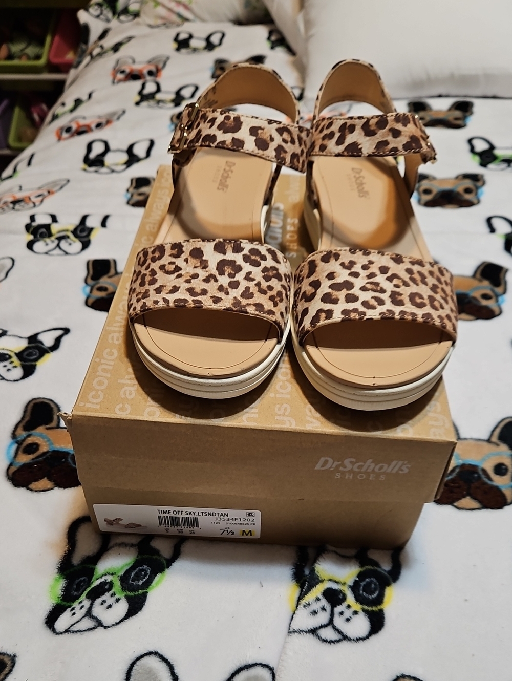 Dr. Scholl's Leopard-Print Platform Sandals in Tan and Brown, SIZE 7.5 M